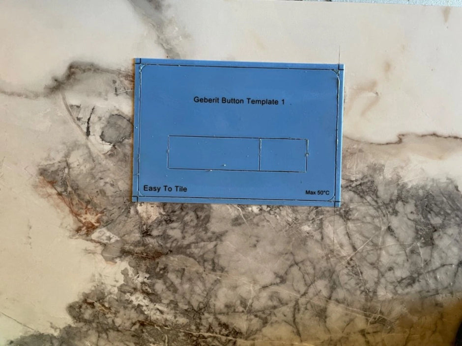 Concealed WC Flush Plate EasyToTile – Geberit Sigma with Blue BASE (3-in-1 Cutout)