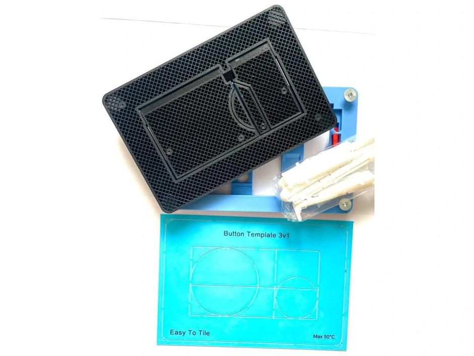 Concealed WC Flush Plate EasyToTile – Geberit Sigma with Blue BASE (3-in-1 Cutout)